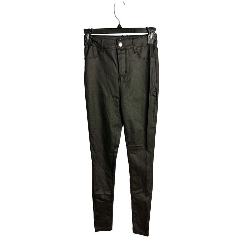 Fashion Nova Sammie High Rise Pants XS Black Coated Faux Leather Skinny YP3349S